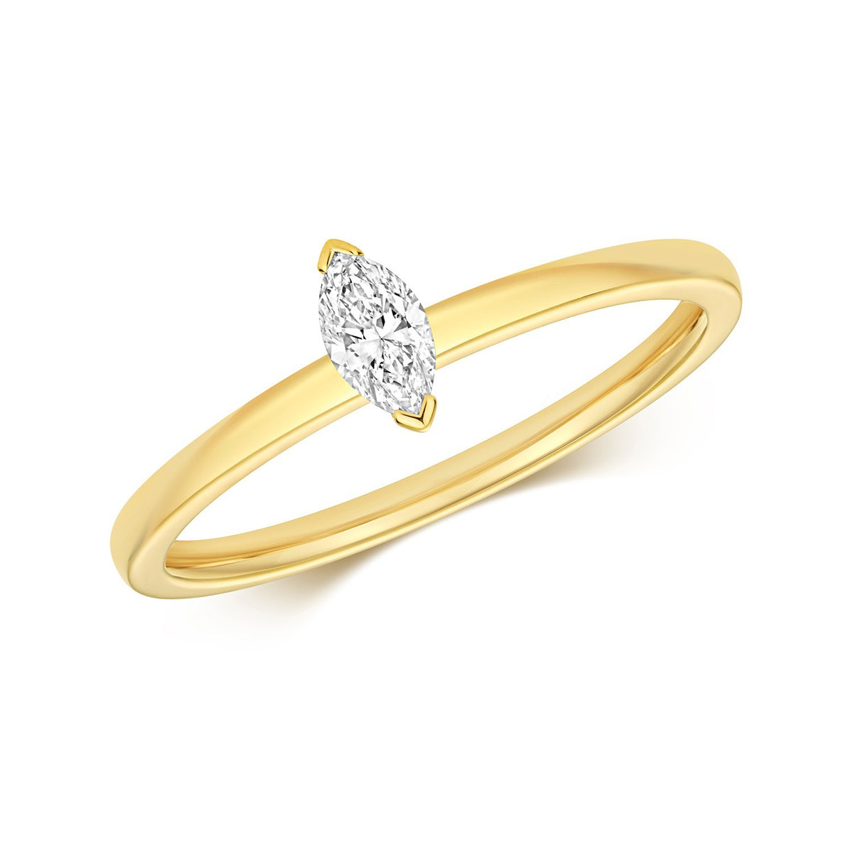 1 Natural Diamond Marquise Cut Ring 18ct Yellow Gold Hallmarked Sizes K - N