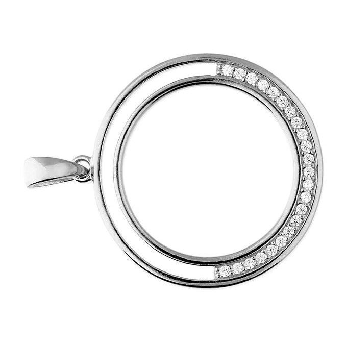 Channel Set Circle Pendant Sterling Silver 925 Hallmarked All Chain Lengths