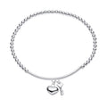 Heart & Key Stretch Bracelet Sterling Silver 925 Hallmarked Brand New Boxed