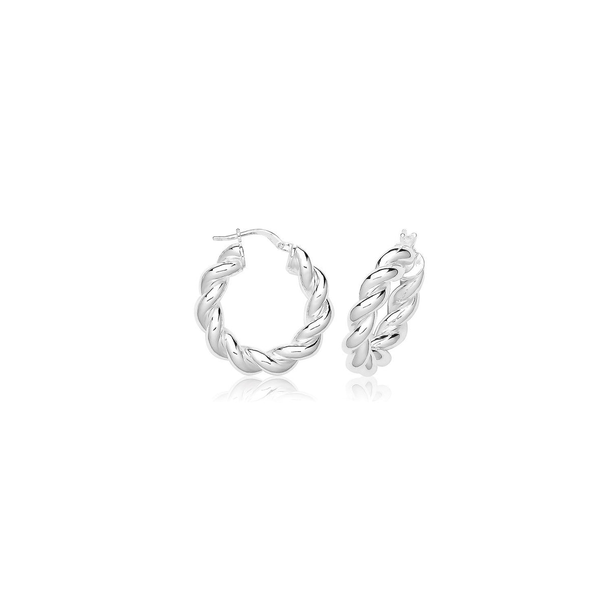 Hinged Twist Sterling Silver Hoops 925 Hallmarked 15mm - 50mm Diameter