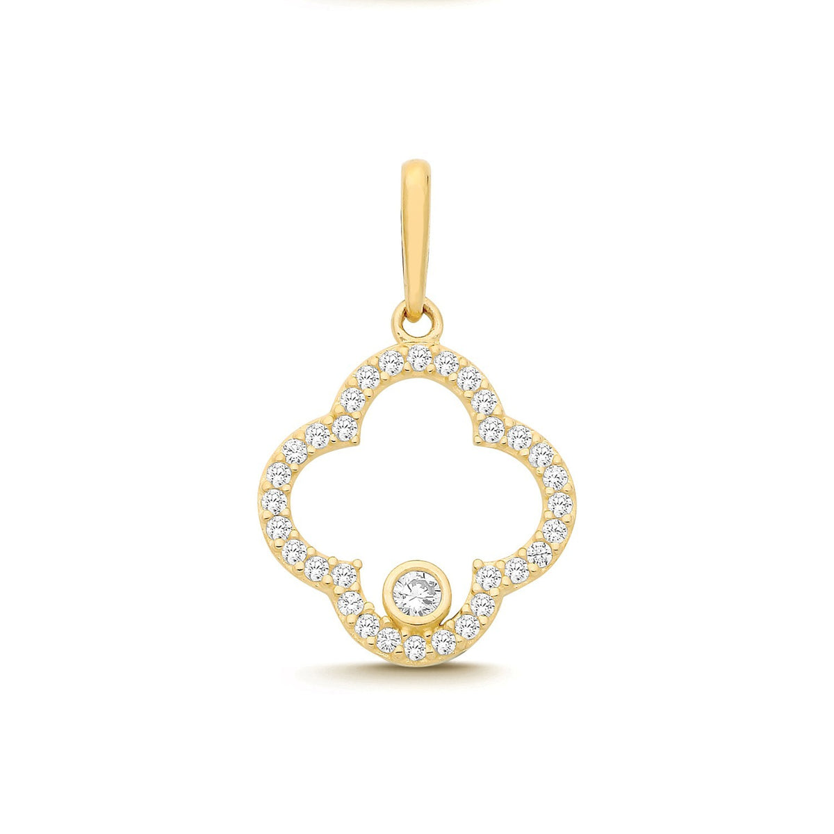 Quatrefoil Clover 9ct Yellow Gold Pendant 375 Hallmarked All Chain Lengths