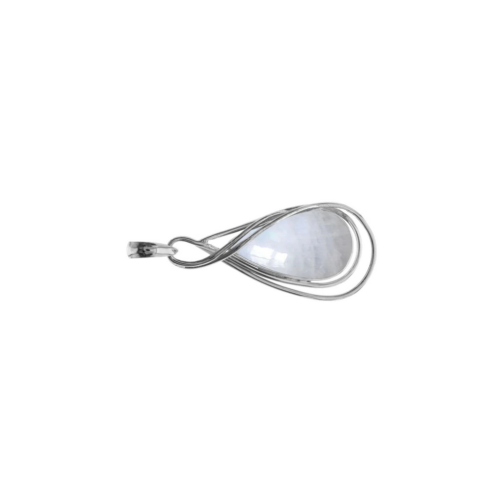 Teardrop Wire Moonstone Pendant Sterling Silver 925 Hallmarked All Chain Lengths
