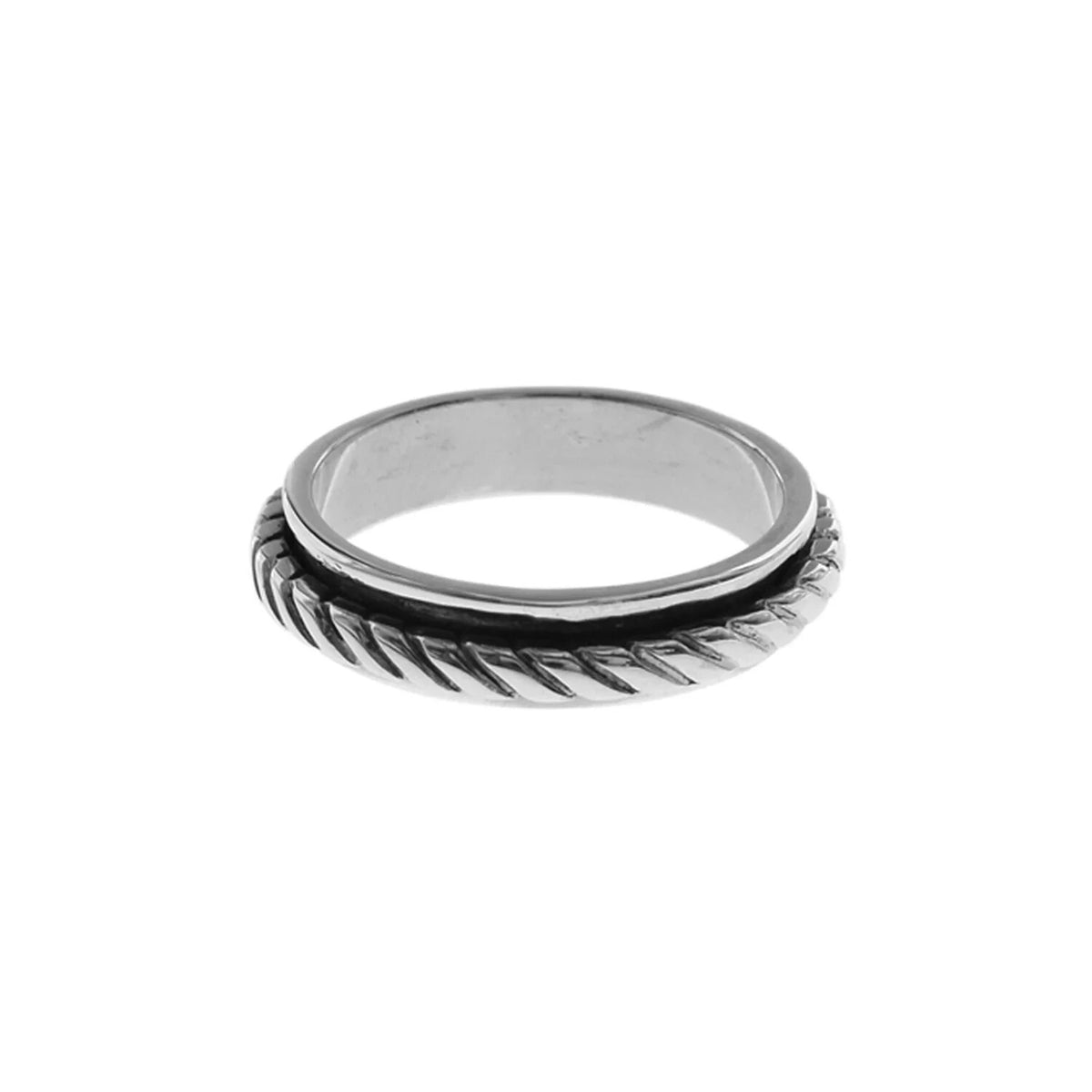 Mens Roped Sterling Silver Spinner Rotating Ring 925 Hallmarked Sizes W - Z +1
