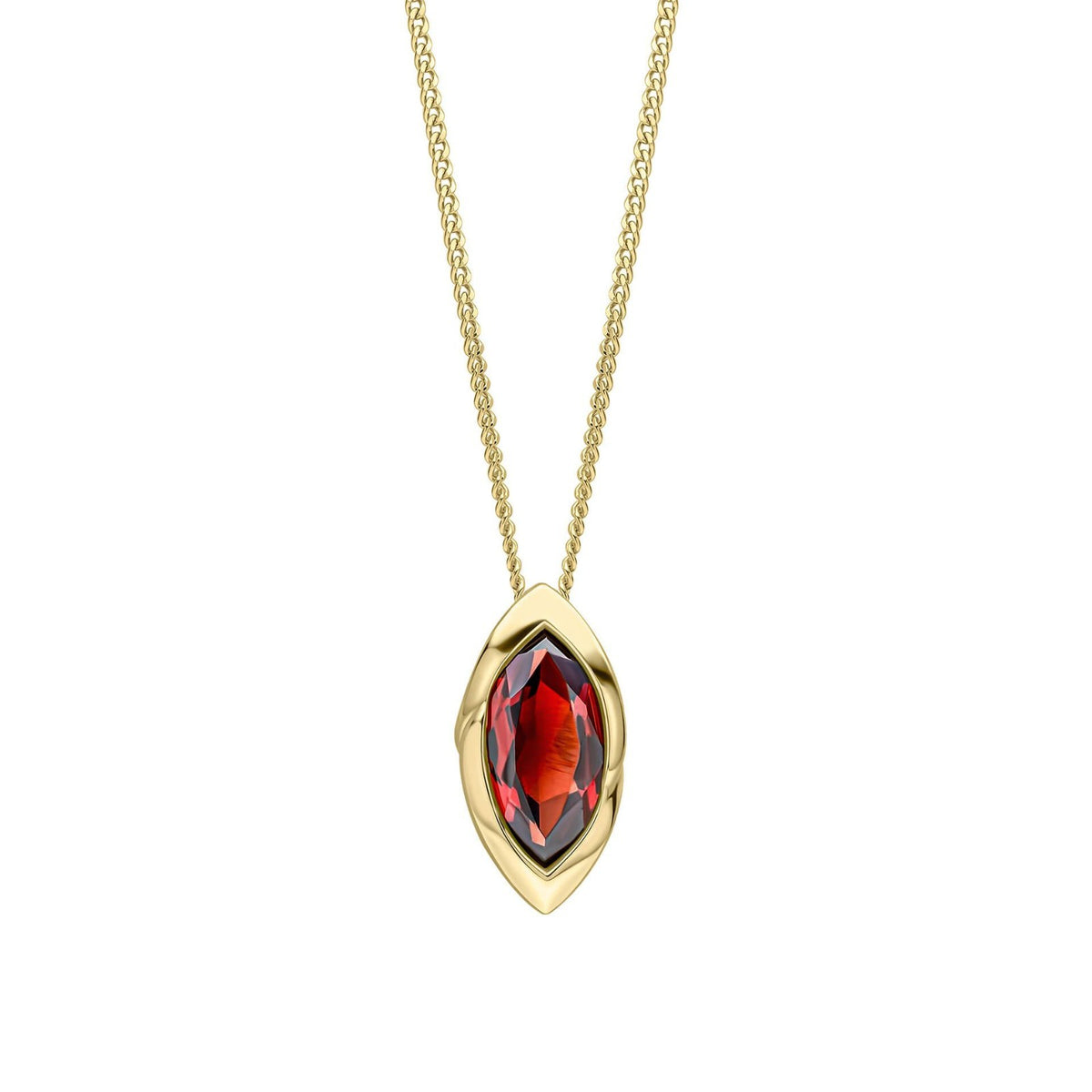 Marquise Garnet Pendant & Earrings Set 9ct Yellow Gold 375 Hallmarked