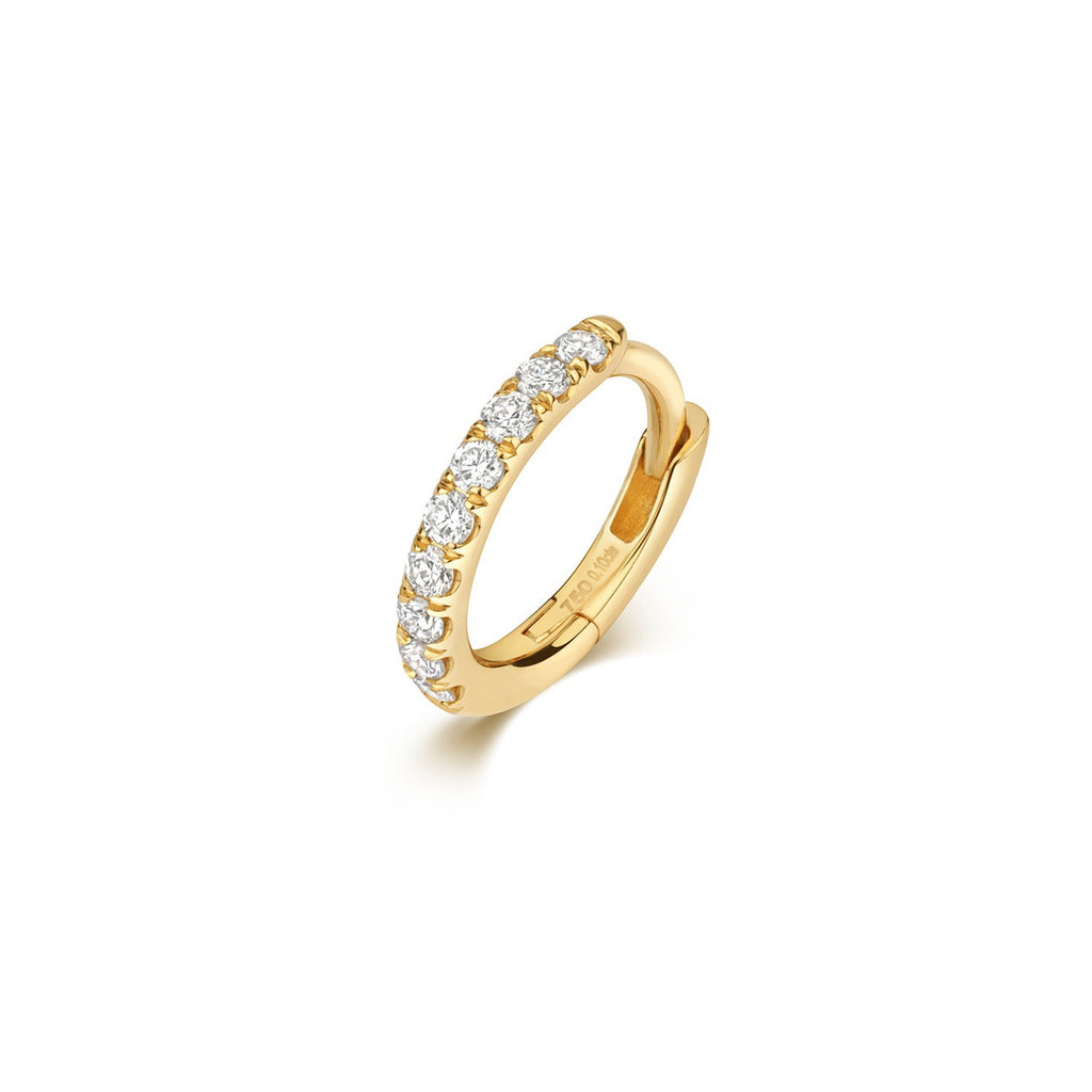 7.8mm 9 Natural Diamond Hoop Earring 18ct Yellow Gold Hallmarked British Made