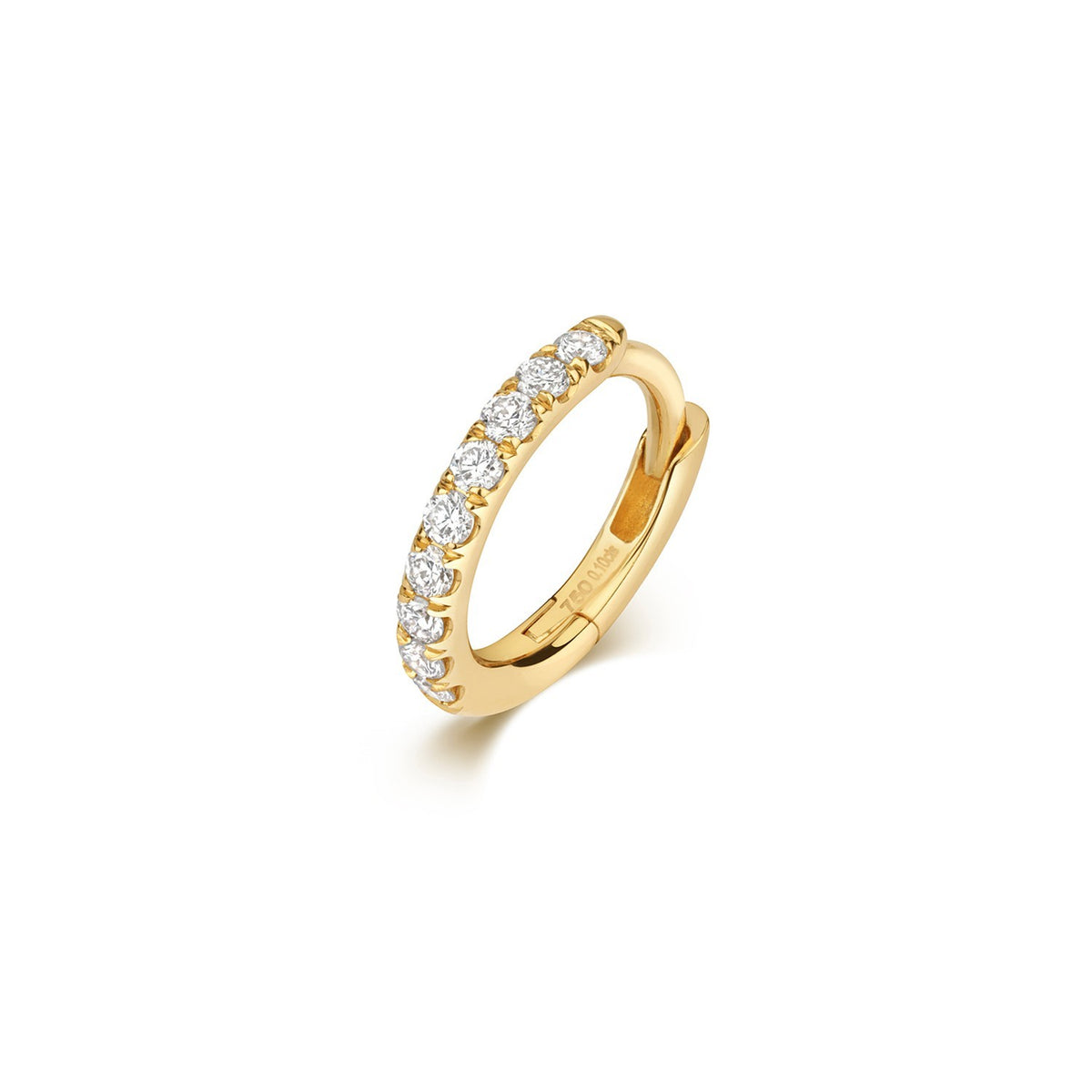 7.8mm 9 Natural Diamond Hoop Earring 18ct Yellow Gold Hallmarked British Made