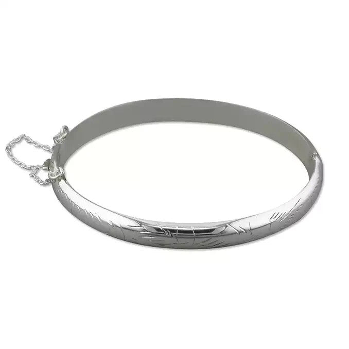 Engraved Clip Bangle Sterling Silver 925 Hallmarked British Made Brand New