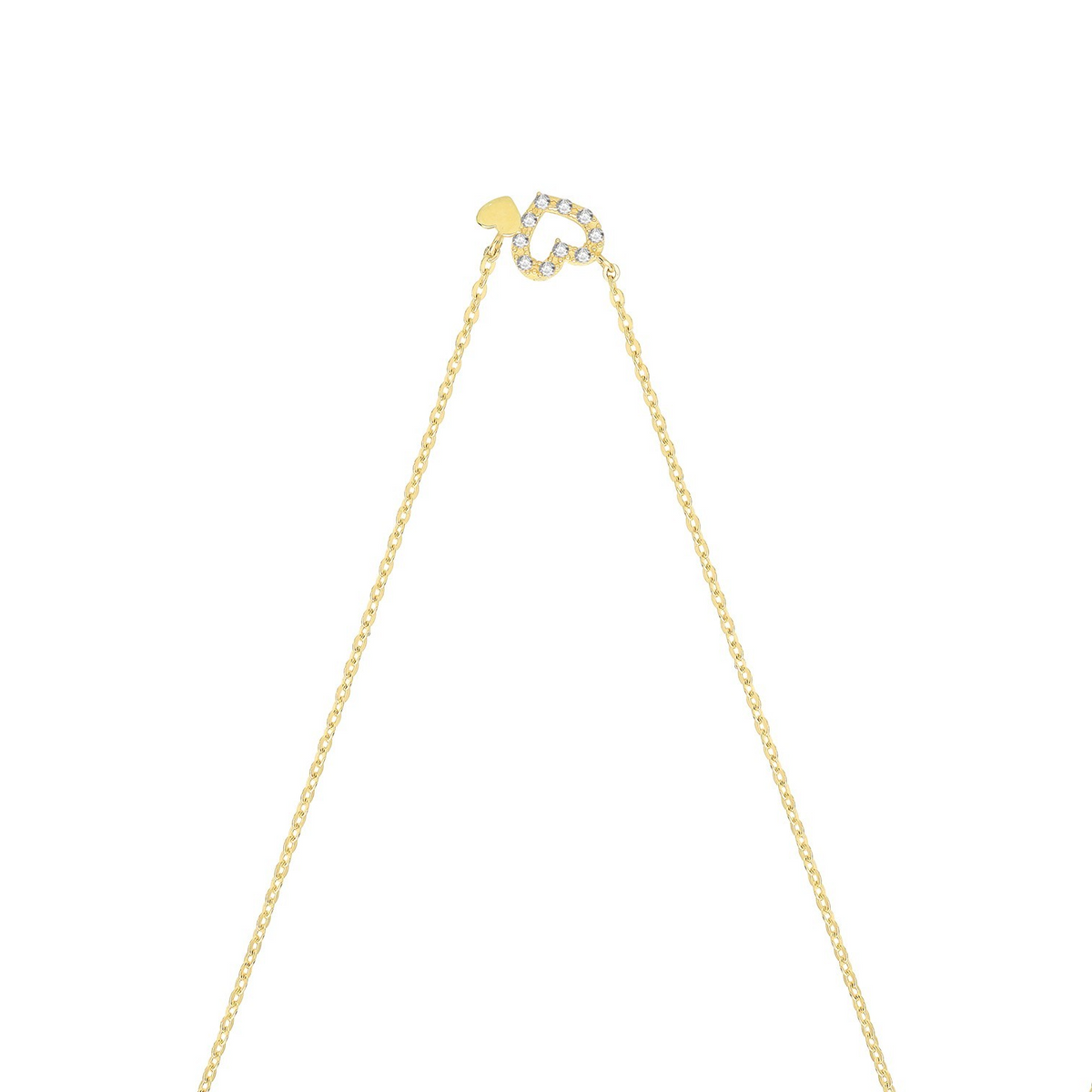 Ladies Double Heart Necklace 9ct Yellow Gold 375 Hallmarked British Made