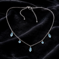 Marquise Blue Topaz Necklace Sterling Silver 925 Hallmarked British Made