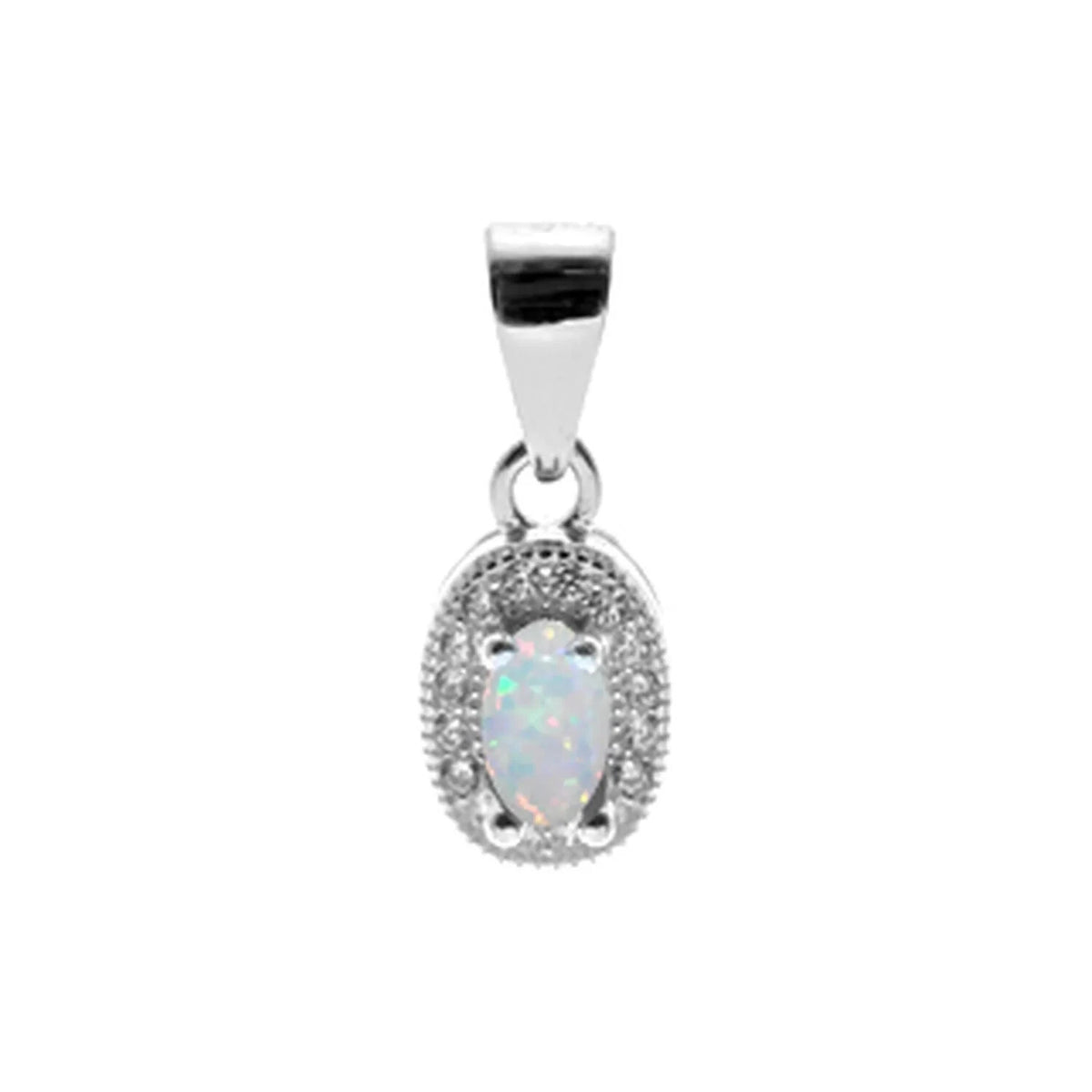 Halo Opal Pendant Sterling Silver 925 Hallmarked All Chain Lengths Brand New