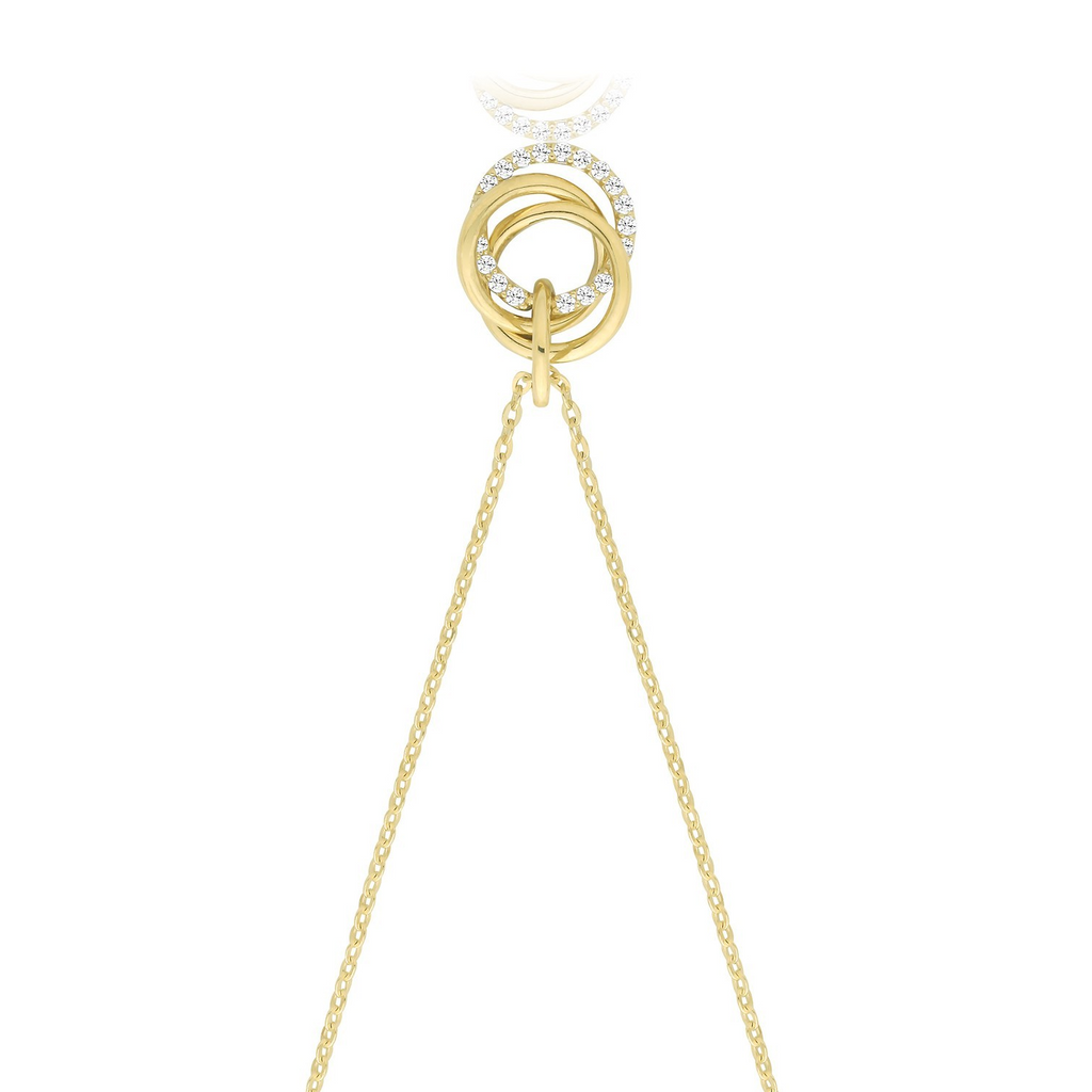 Ladies Interlocking Circle Necklace 9ct Yellow Gold 375 Hallmarked British Made