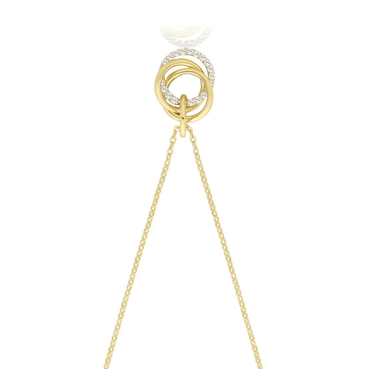 Ladies Interlocking Circle Necklace 9ct Yellow Gold 375 Hallmarked British Made