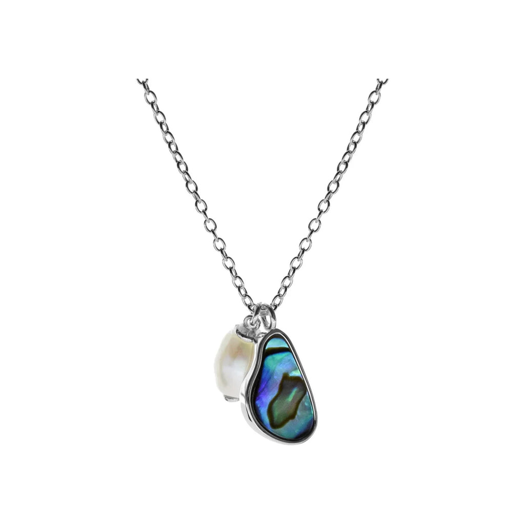 Pearl & Paua Shell Necklace Solid Sterling Silver 925 Hallmarked British Made