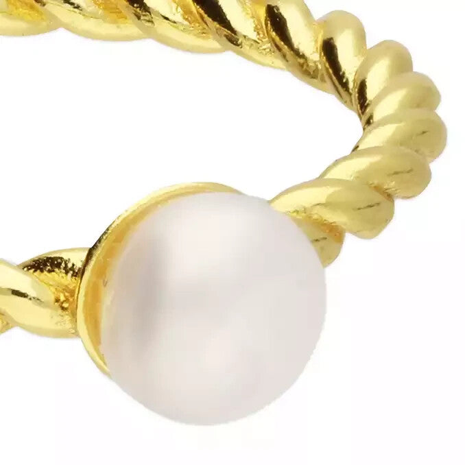 2mm Twist Pearl Ring 14ct Yellow Gold Plated Hallmarked British Made Size K - Q