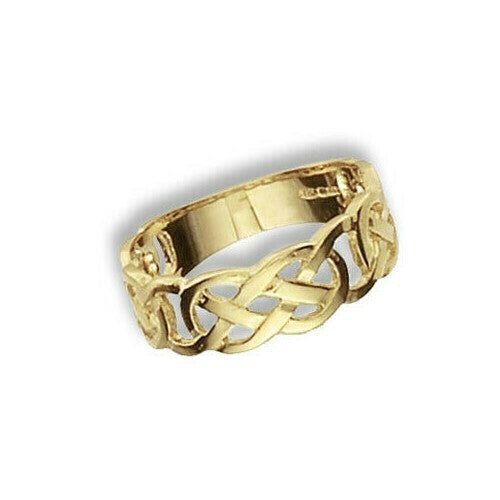 Celtic Wedding Ring 9ct Yellow Gold Hallmarked Sizes J - S British Made