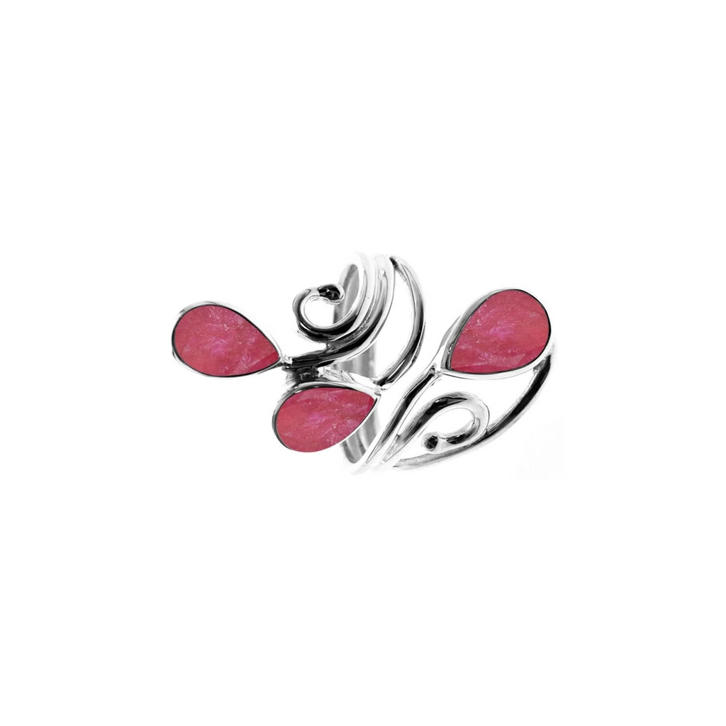 Ruby Quartz Petal Wrap Ring Sterling Silver 925 Hallmark British Made Size K - T