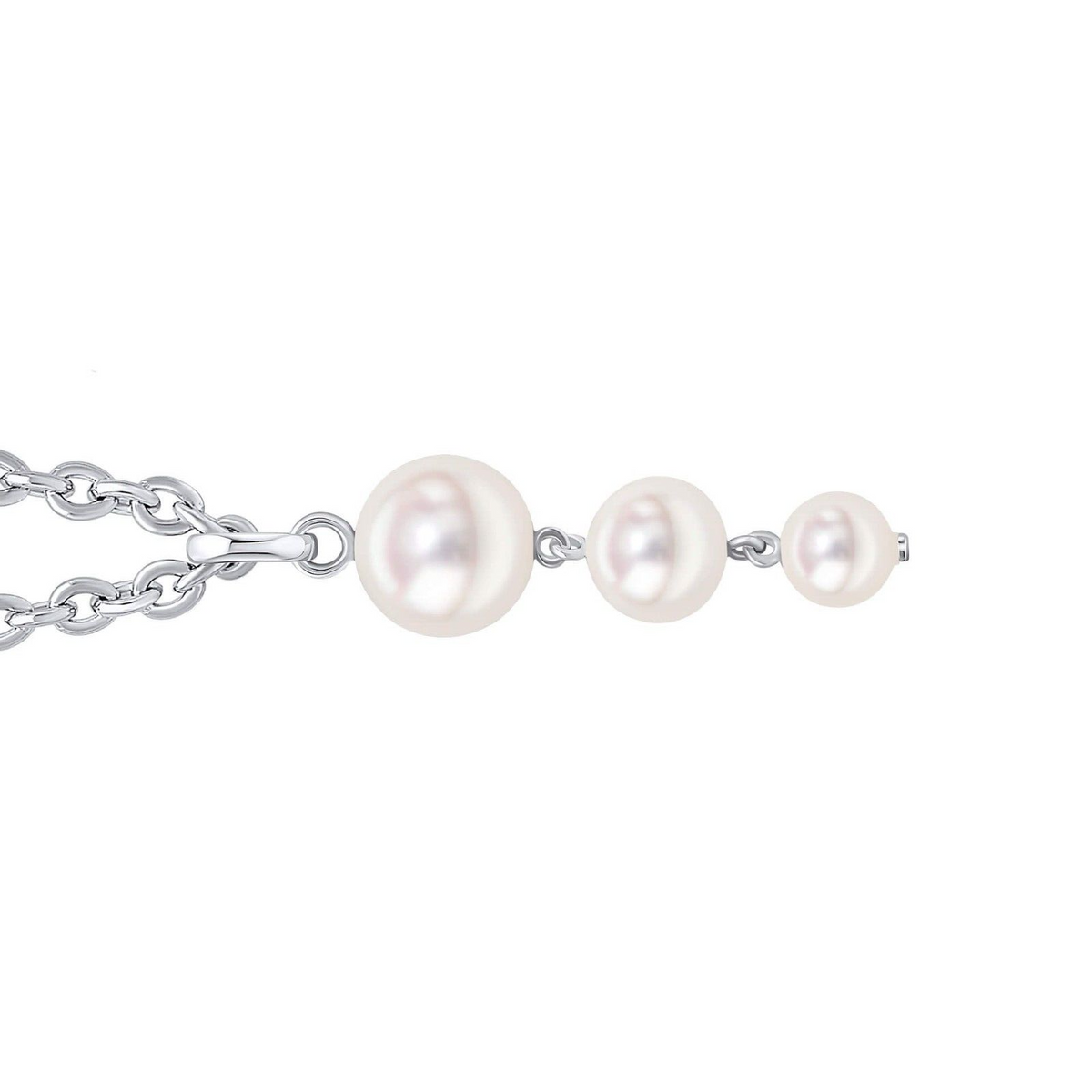 3 Stone Pearl Drop Pendant Sterling Silver 925 Hallmarked All Chain Lengths