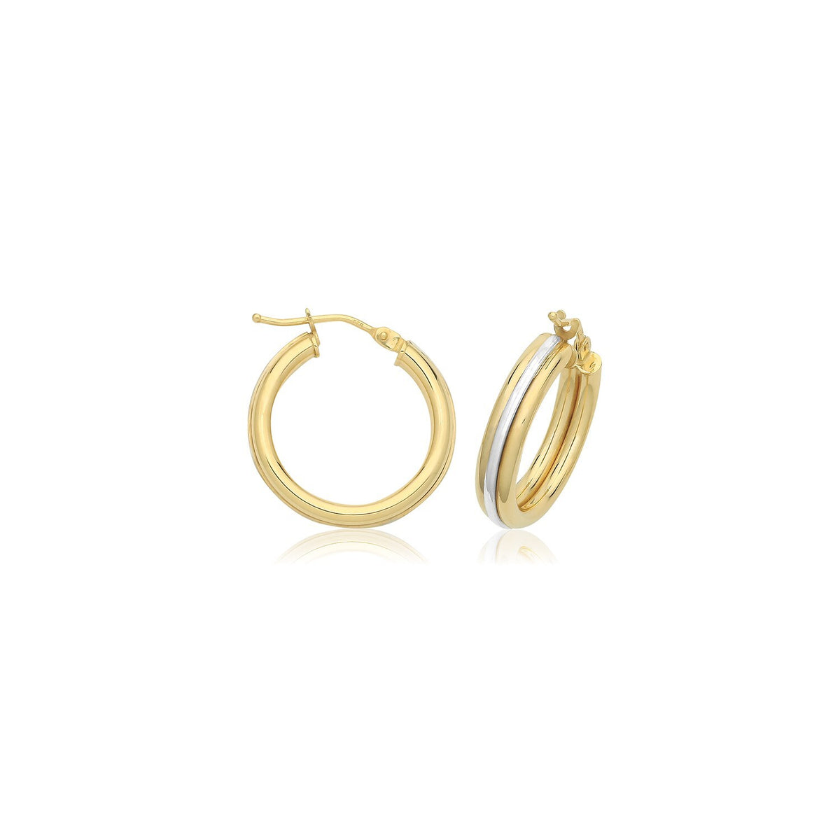 9ct Mixed Gold Hinged Hoop Earrings 375 Hallmarked 10mm - 20mm Diameter