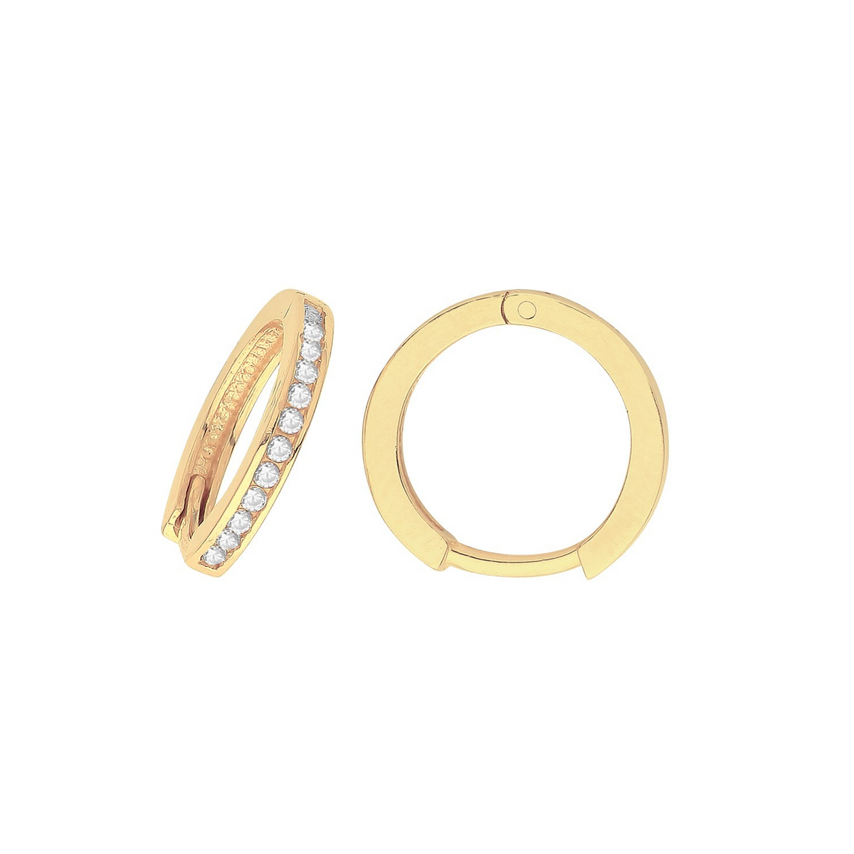 9ct Yellow Gold 12 Stone Hoop Earrings British Made 375 Hallmark Brand New Boxed
