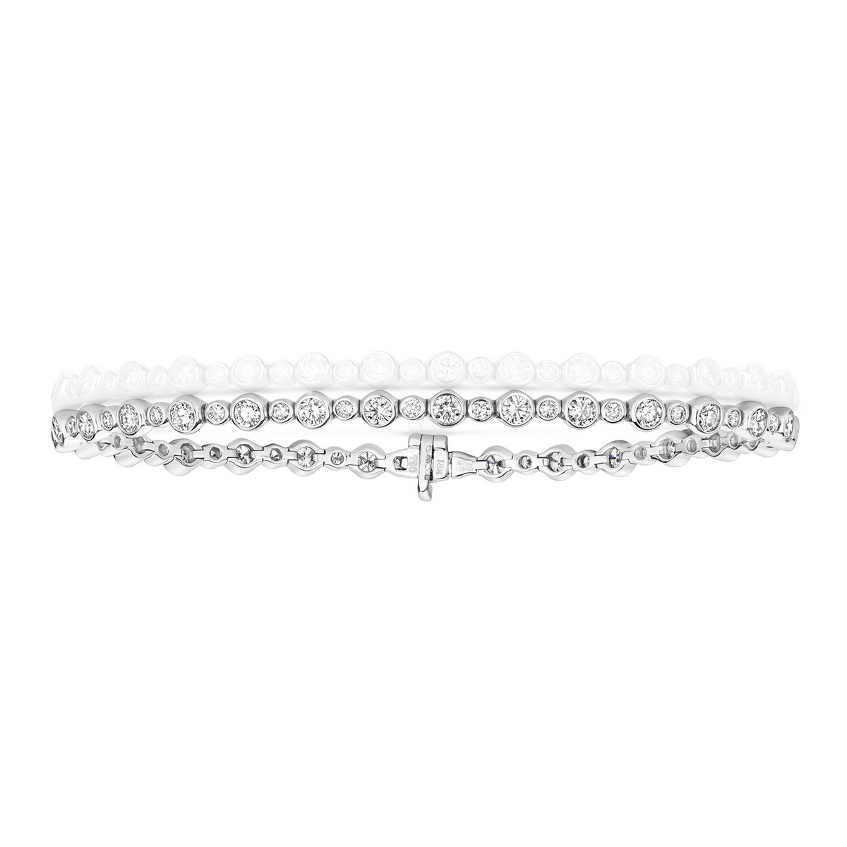 Flush Natural Diamond 18ct White Gold Bracelet 375 Hallmarked British Made