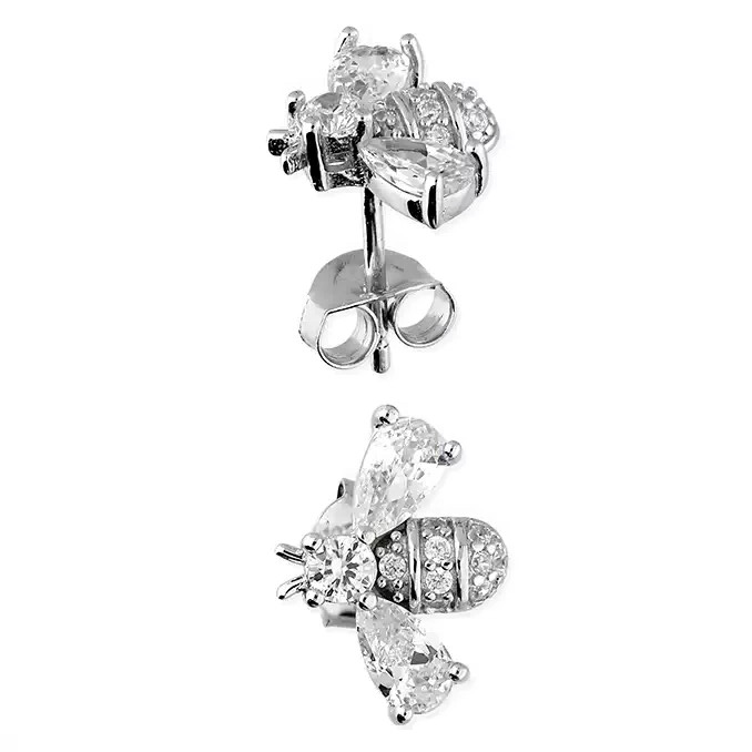 Teardrop Bee Stud Earrings Sterling Silver 925 Hallmark British Made Brand New