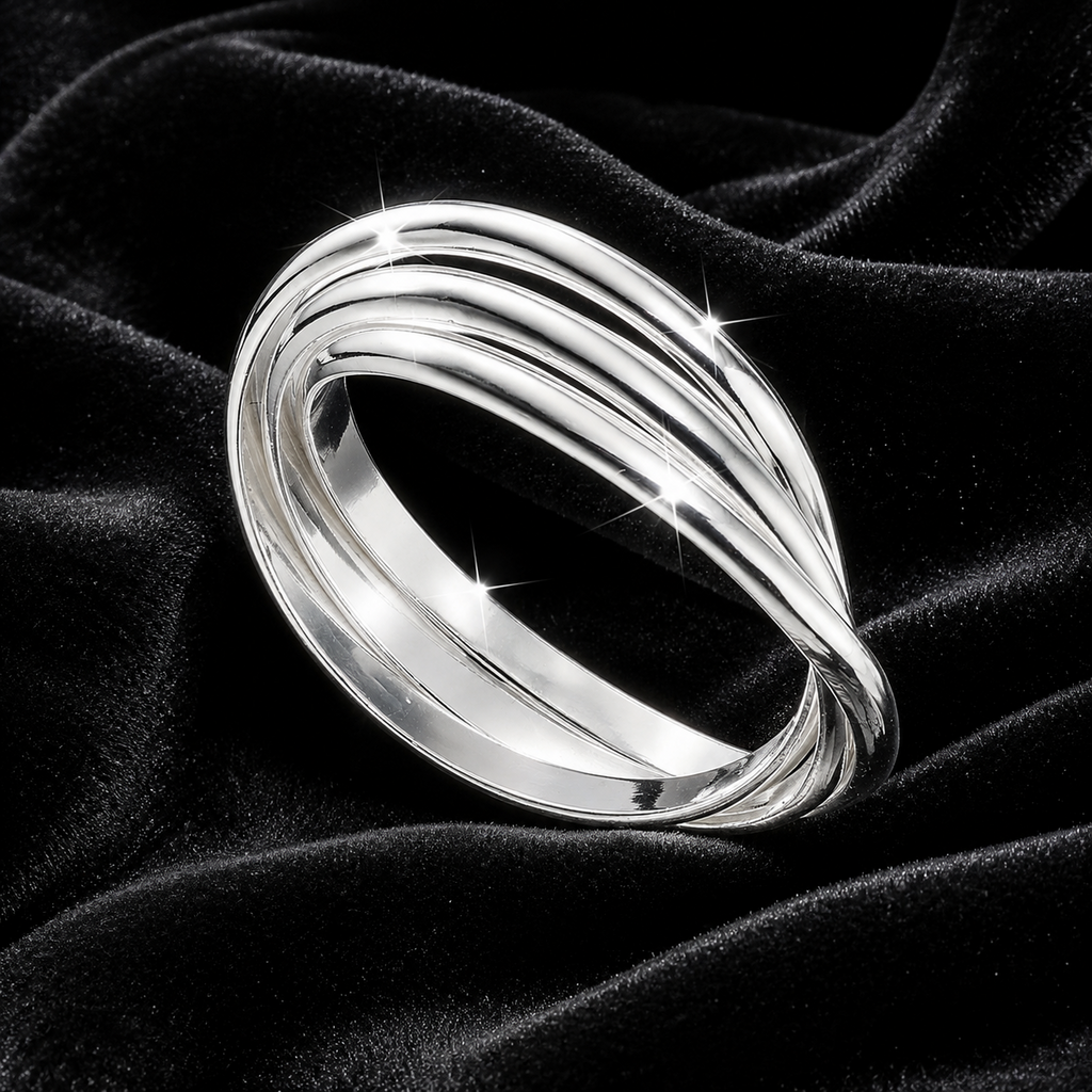 Sterling Silver 3 Piece Russian Ring 925 Hallmarked Size K - S British Made