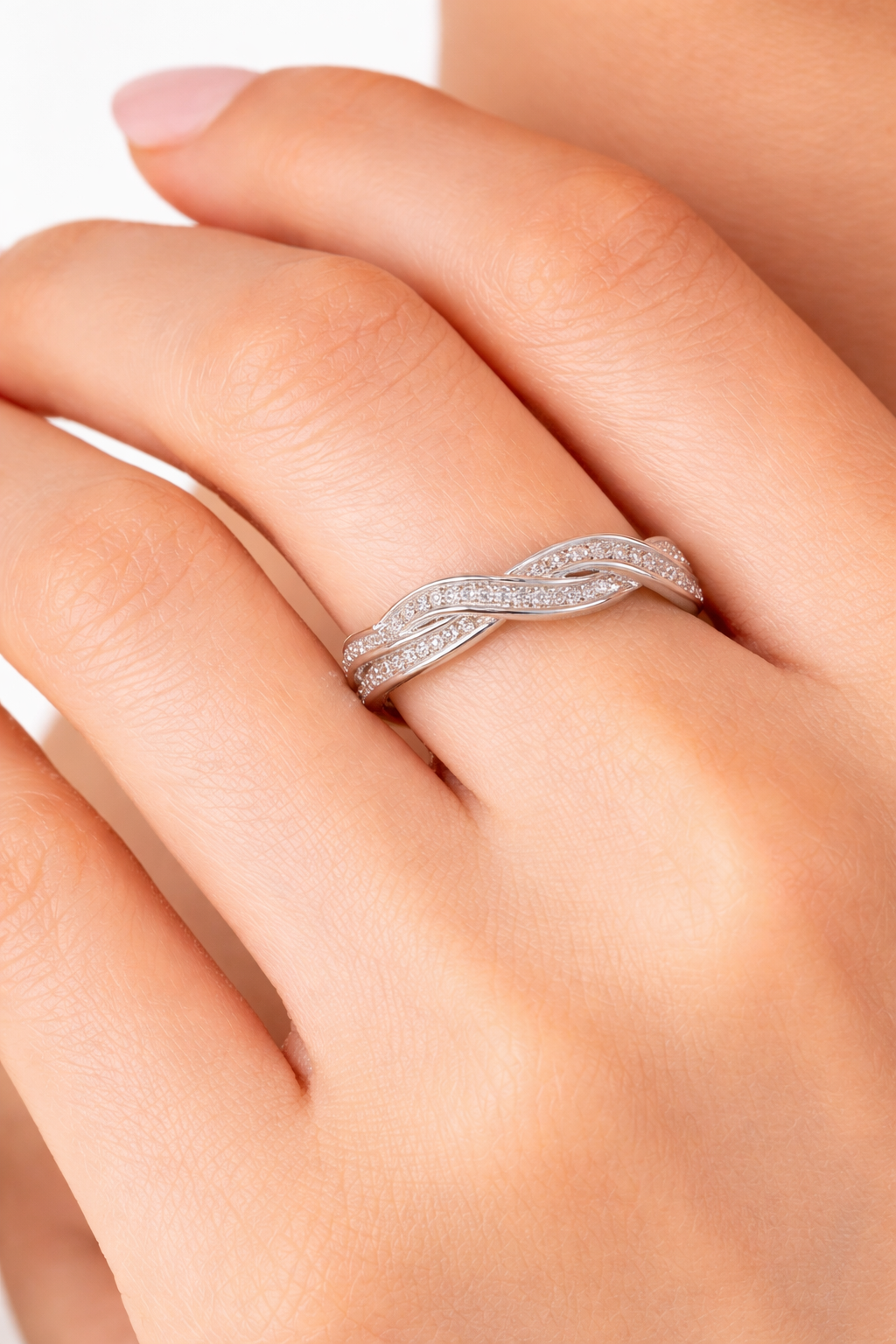 Entwined Eternity Ring Sterling Silver 925 Hallmarked British Made Size K - S