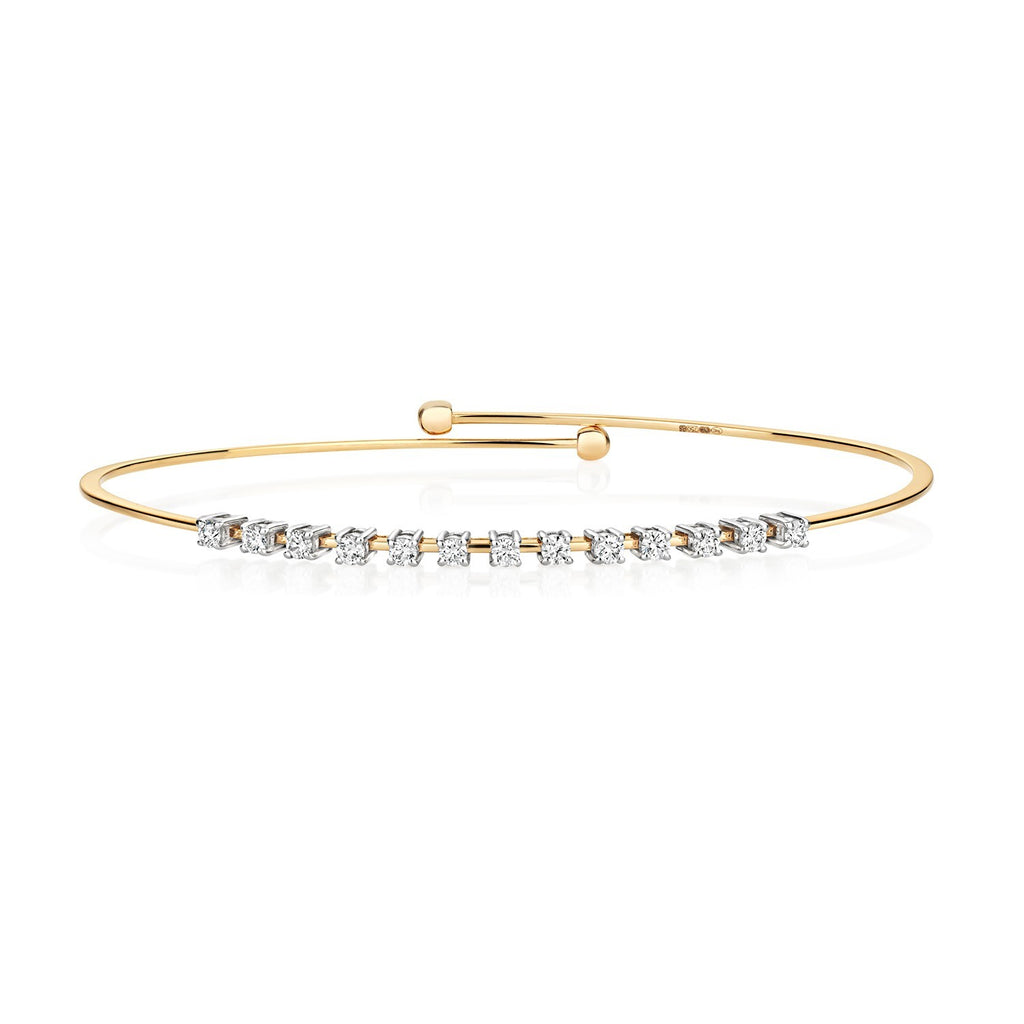 13 Natural Diamond 18ct Yellow Gold Bangle 375 Hallmarked British Made