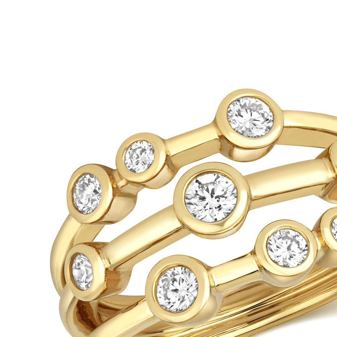 9 Natural Diamond Flush Rubover Ring 18ct Yellow Gold Hallmarked Sizes J - Q
