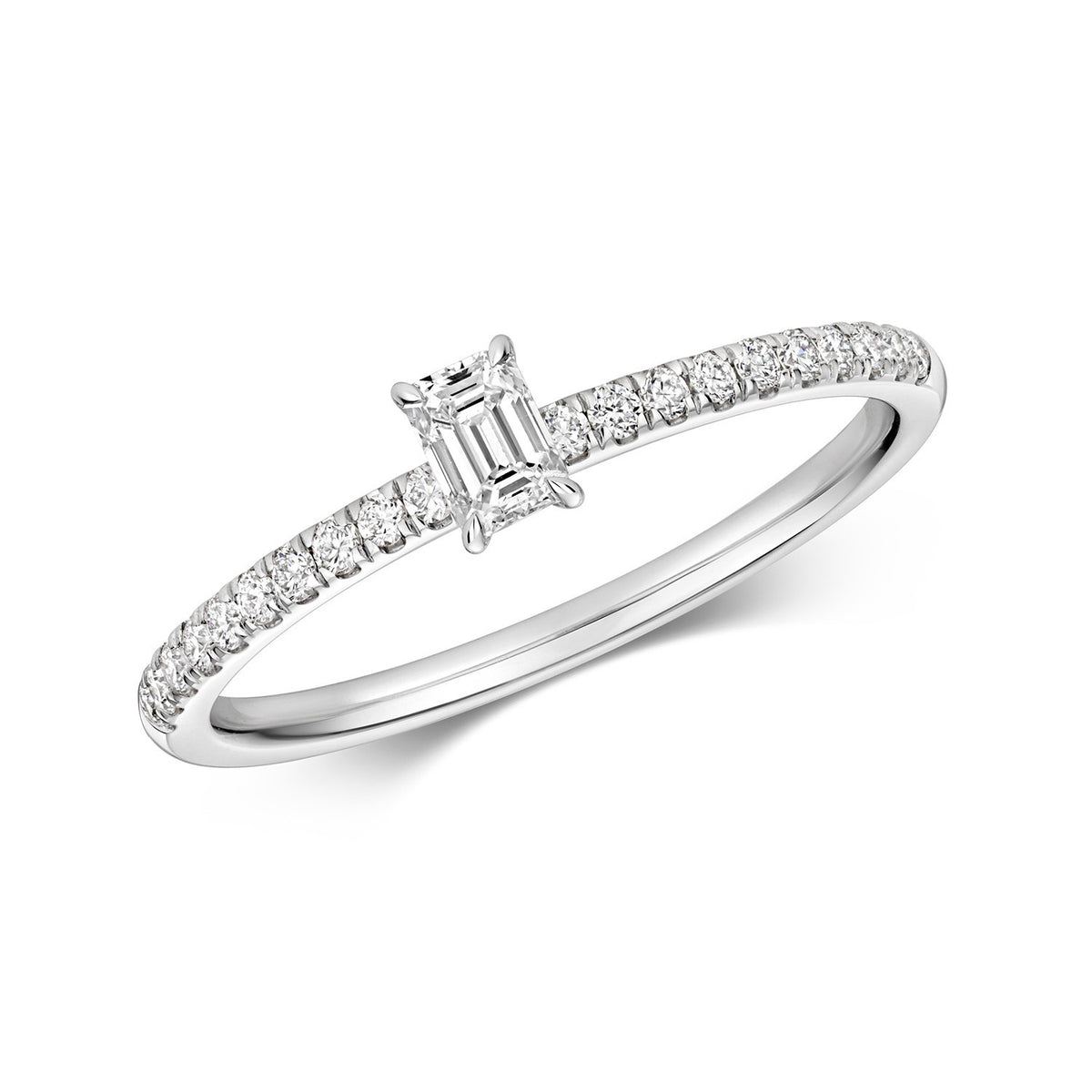 21 Natural Diamond Baguette Ring 18ct White Gold Hallmarked Sizes K - N