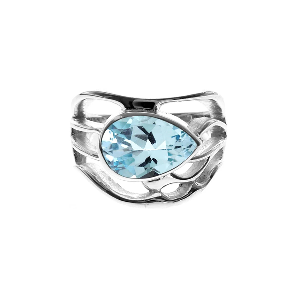 Teardrop Blue Topaz Ring Sterling Silver 925 Hallmarked British Made Size K - T