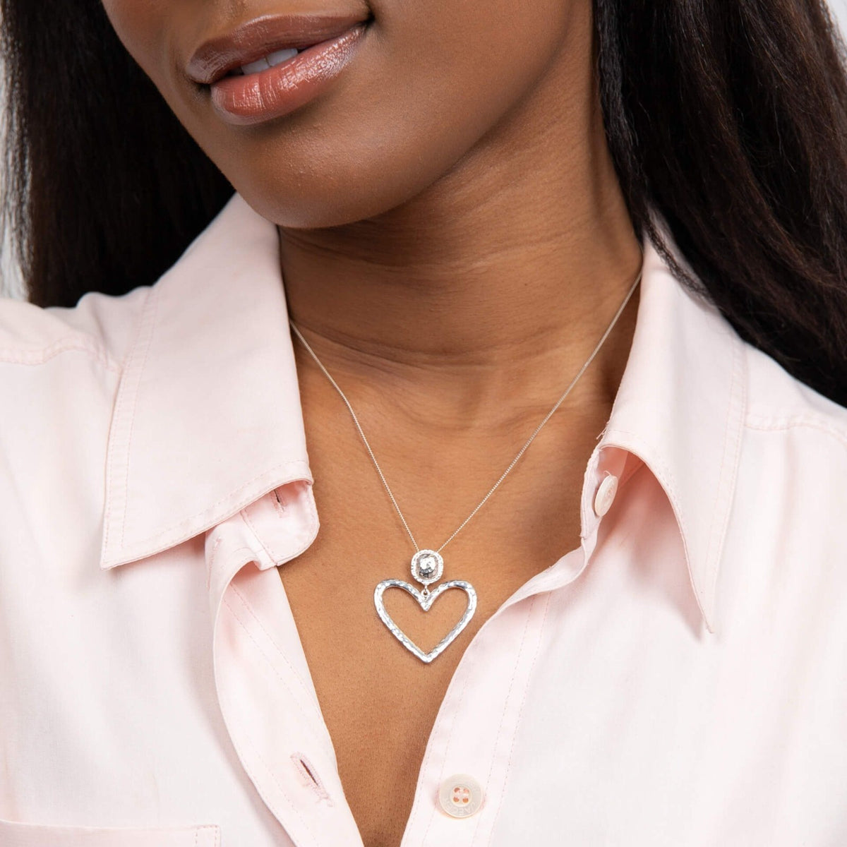 Large Heart Pendant Sterling Silver 925 Hallmark All Chain Lengths British Made