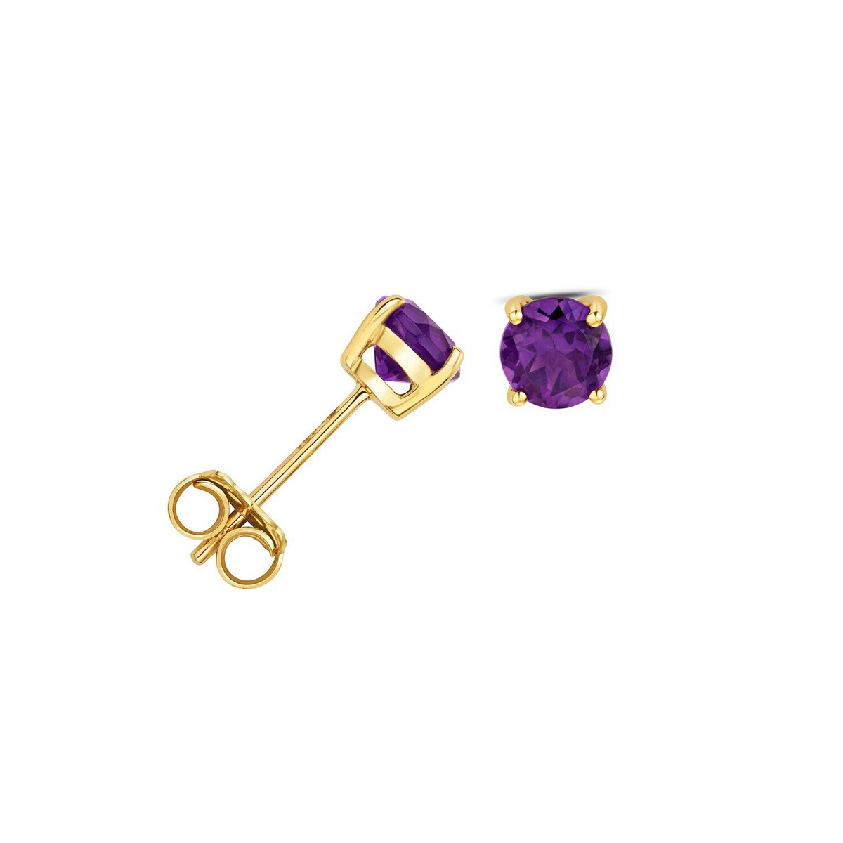 Yellow Gold 4 Claw Amethyst Earrings 9ct 375 Hallmarked New Boxed British Made