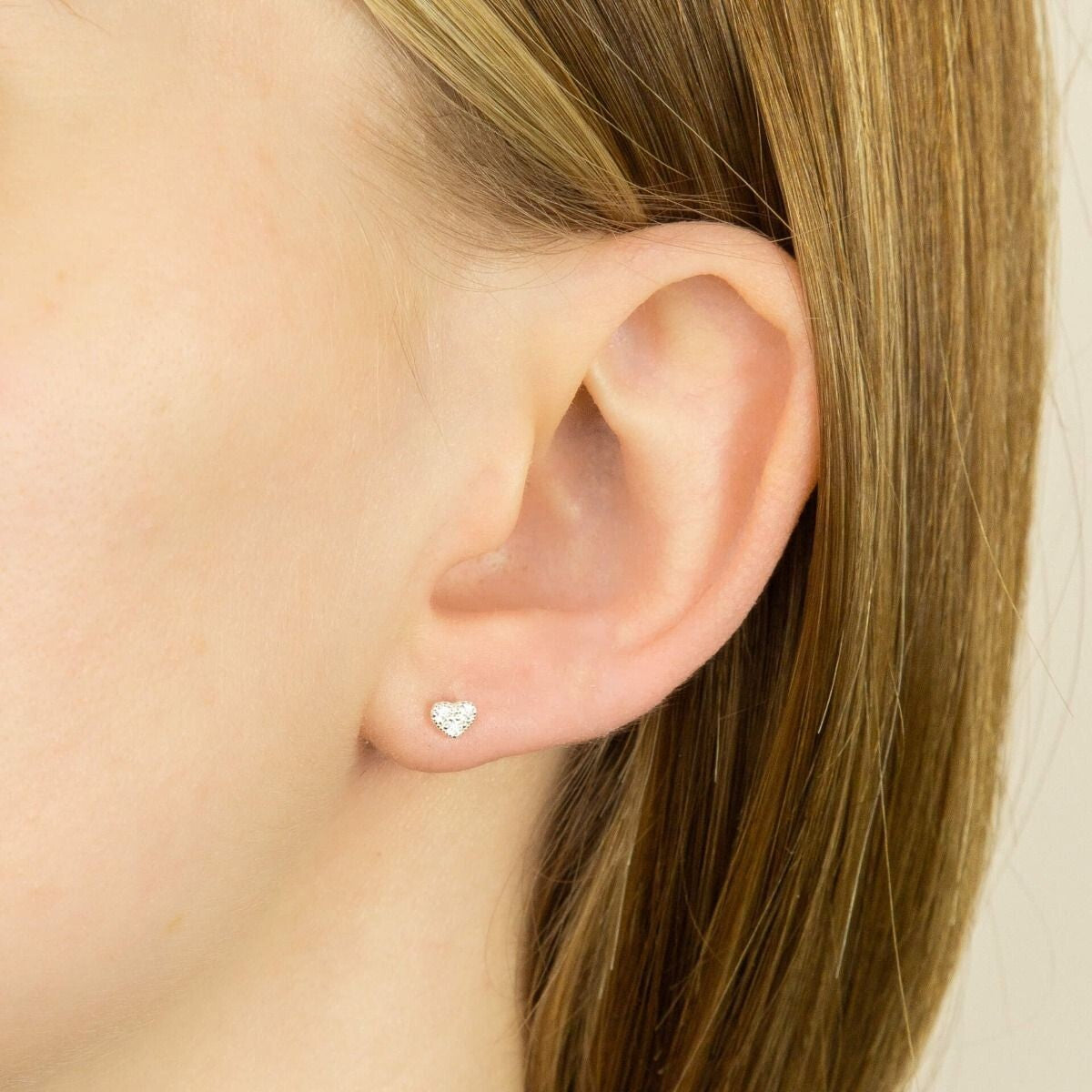 Zircon Heart Stud Earrings Sterling Silver 925 Hallmarked Brand New Boxed
