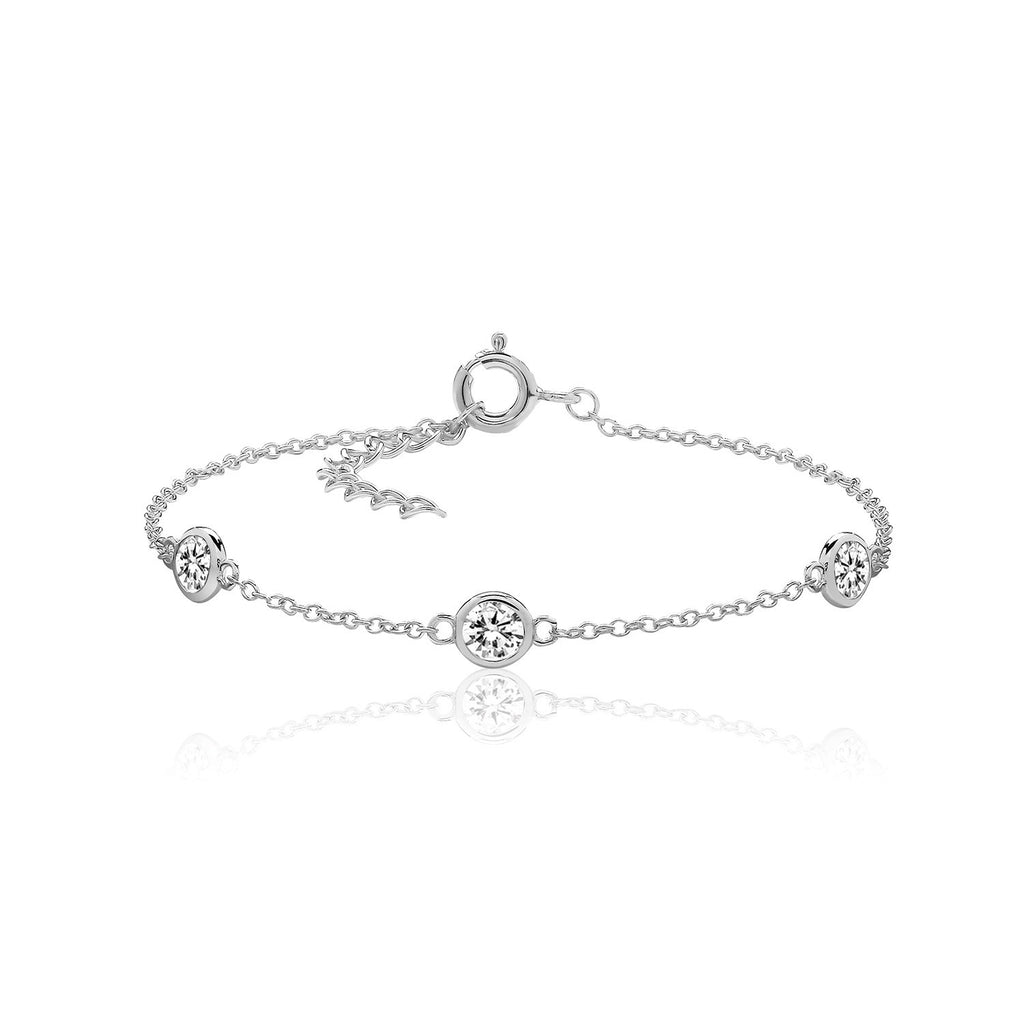 Bezel Set Tennis Bracelet Sterling Silver 925 Hallmarked Brand New Boxed
