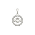 Channel Set Sterling Silver Claddagh Charm 925 Hallmarked All Chain Lengths