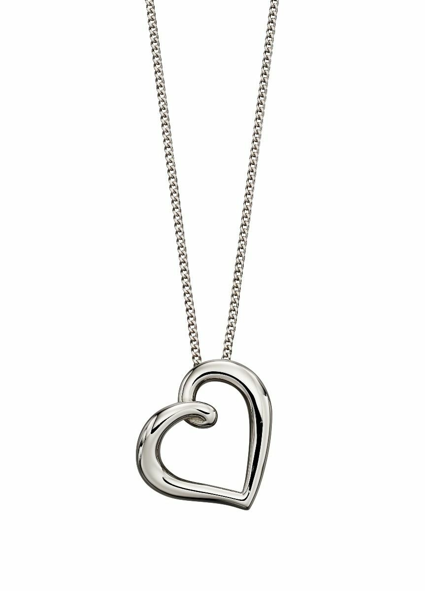 Organic Heart Pendant 9ct White Gold 375 Hallmarked British Made Brand New