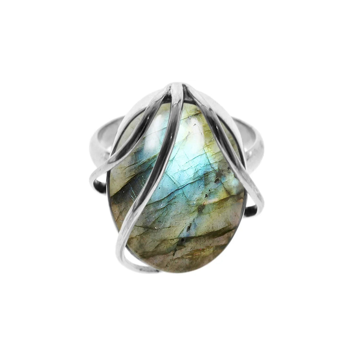 Vine Labradorite Ring Sterling Silver 925 Hallmarked British Made Size L - S
