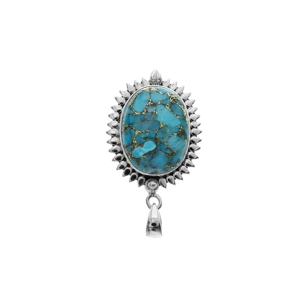 Vintage Oval Turquoise Pendant Sterling Silver 925 Hallmarked All Chain Lengths