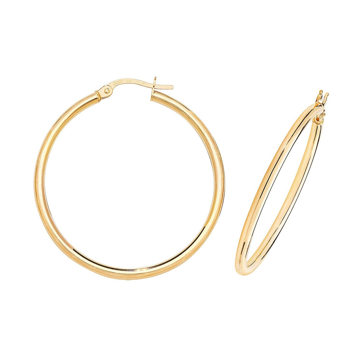 9ct Yellow Gold Hoop Earrings 375 Hallmarked 10mm - 30mm Diameter British Made