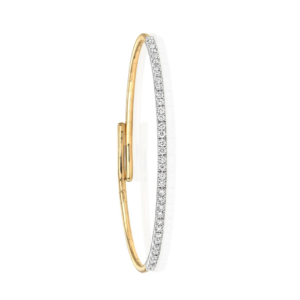 36 Natural Diamond 18ct Yellow Gold Flexible Bangle 375 Hallmarked British Made