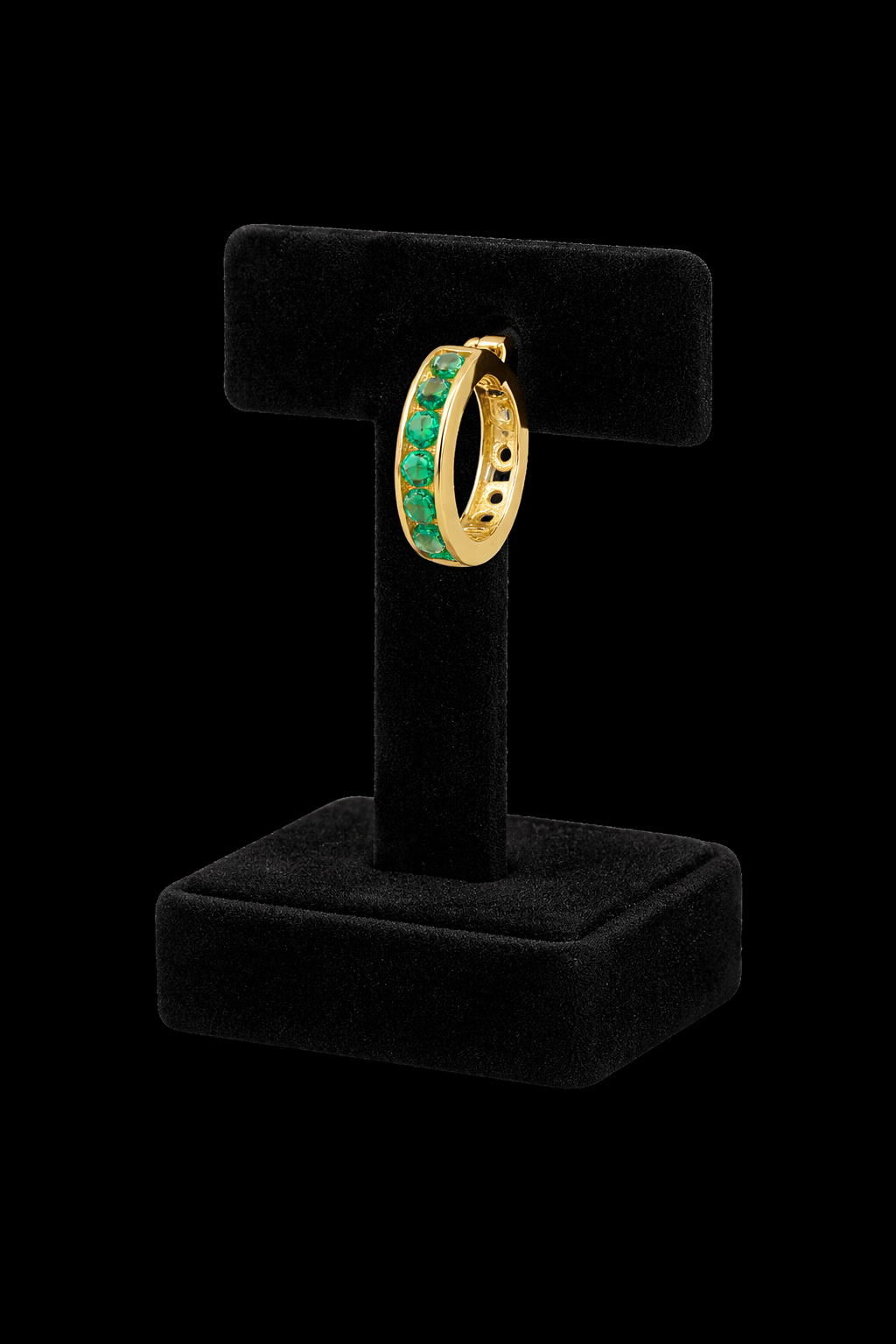 Mens Emerald Huggie Hoop Earring 9ct Yellow Gold 375 Hallmarked Brand New Boxed