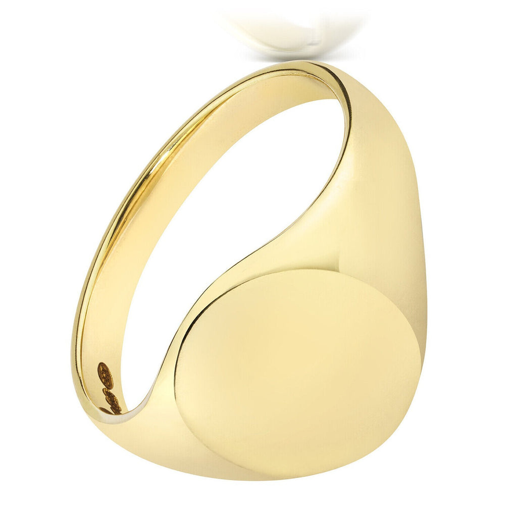 Gents Oval Signet Ring Solid 9ct Yellow Gold Hallmarked Pinky Engagement Wedding