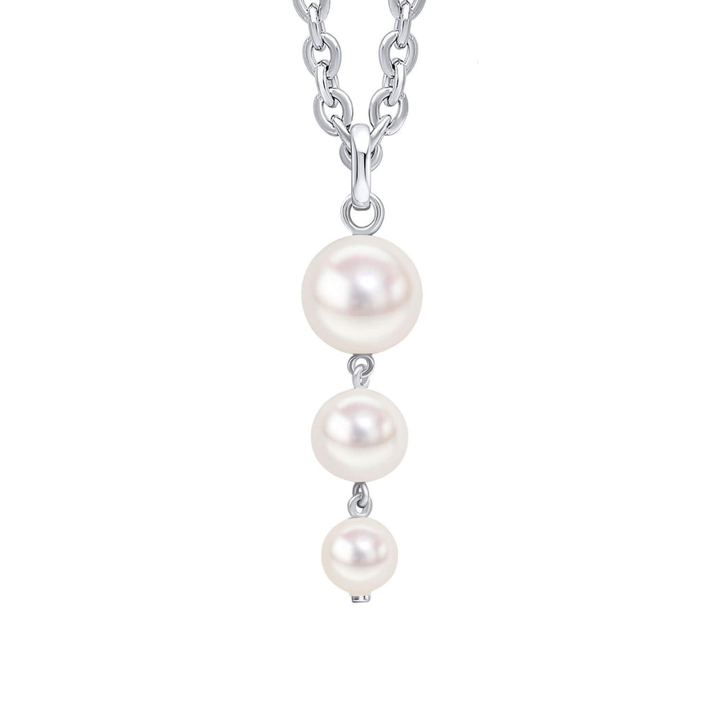 3 Stone Pearl Drop Pendant Sterling Silver 925 Hallmarked All Chain Lengths
