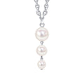 3 Stone Pearl Drop Pendant Sterling Silver 925 Hallmarked All Chain Lengths