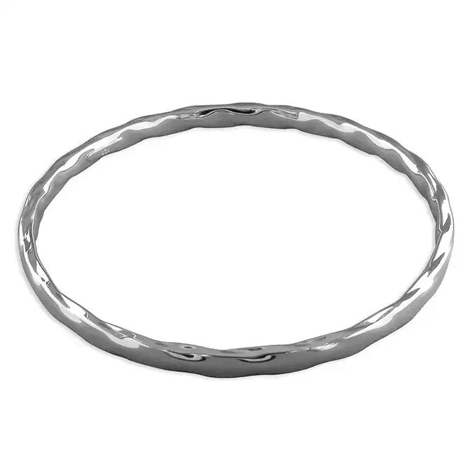Twisted Hollow Slave Bangle Sterling Silver 925 Hallmark British Made Brand New