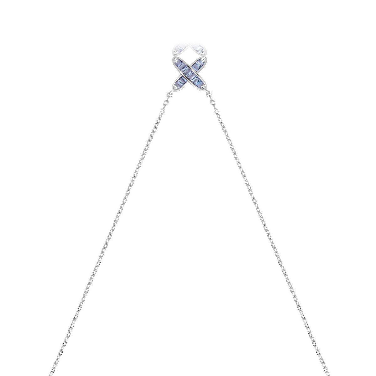 Sapphire Baguette Infinity Necklace Sterling Silver 925 Hallmarked British Made