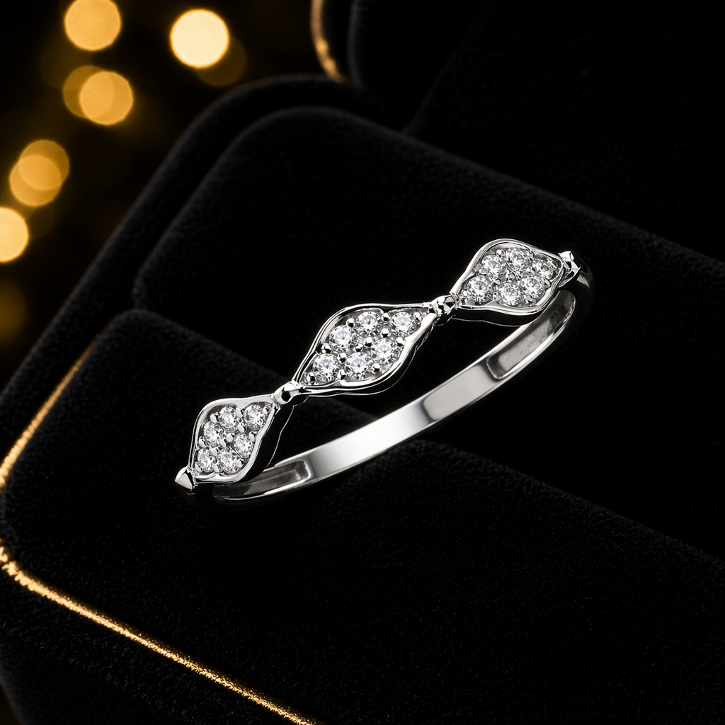 Fancy 14 Stone Ring 9ct White Gold Eternity Band Hallmarked Sizes J - T