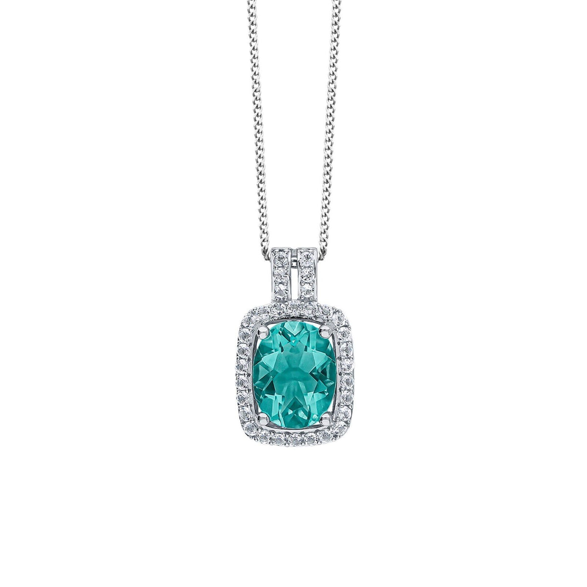 Blue Flourite And White Topaz Pendant 9ct Yellow Gold 375 Hallmark British Made