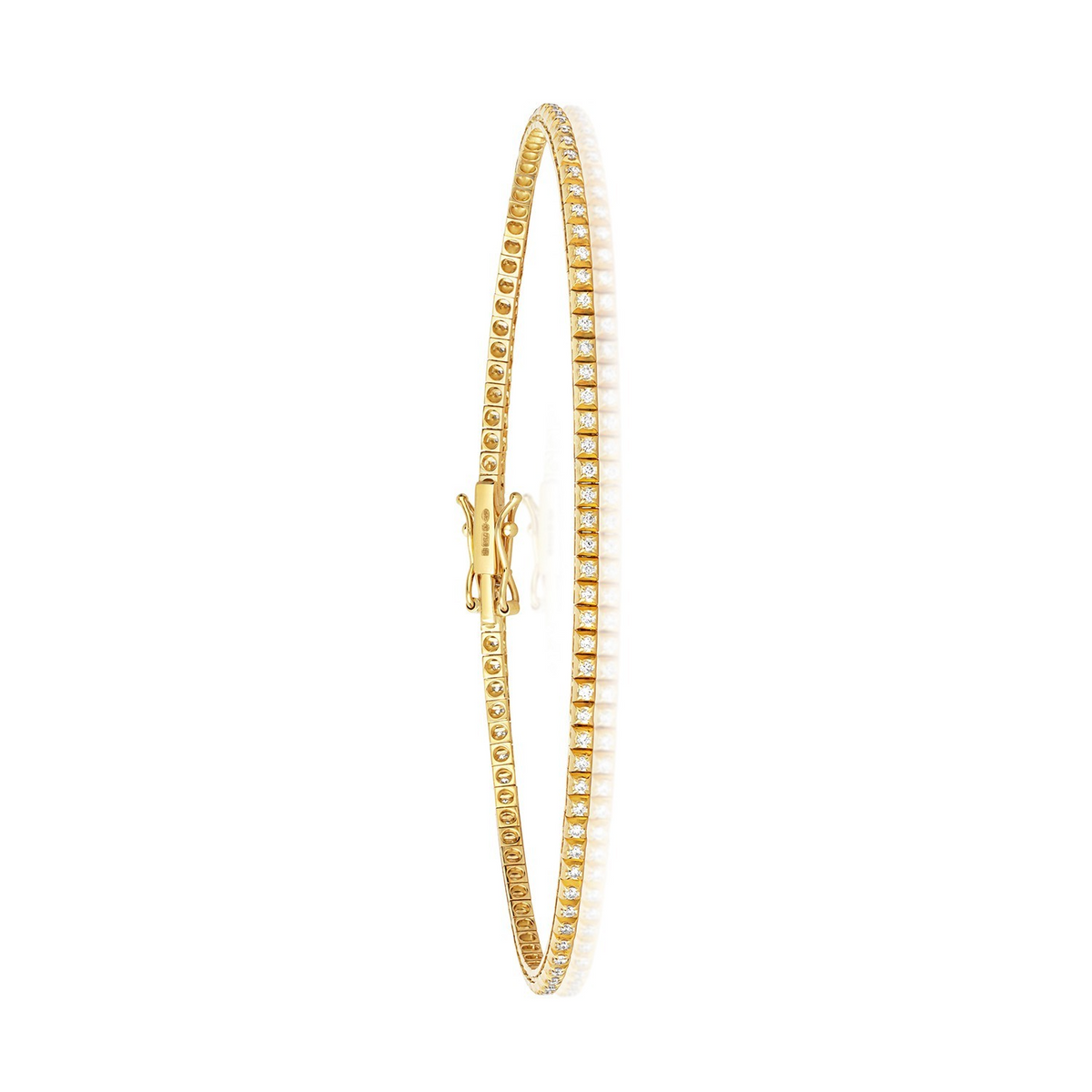 Natural Diamond 18ct Yellow Gold Tennis Bracelet 375 Hallmarked British Made